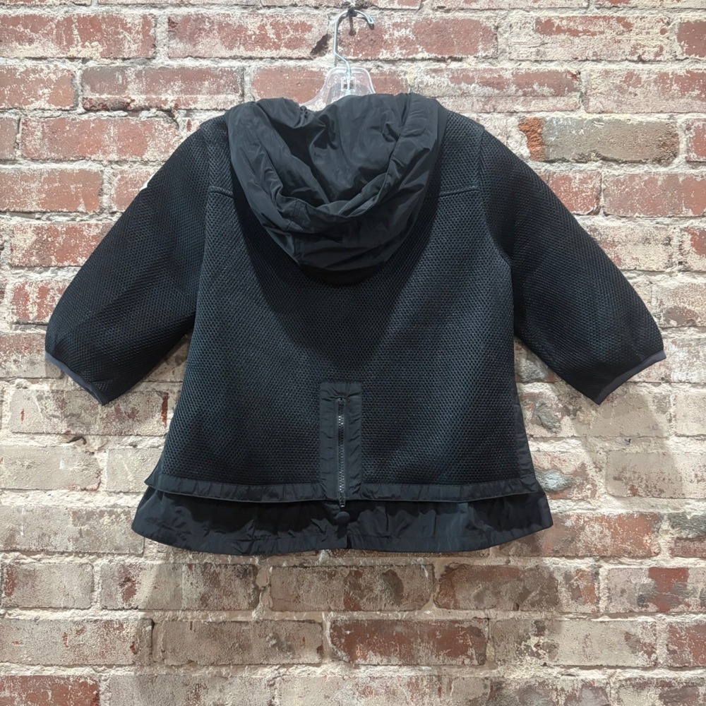Moncler‎ Coignet Giubbotto Black Mesh Hooded Jacket Womens Peplum Coat Size 0 - Picture 6 of 13